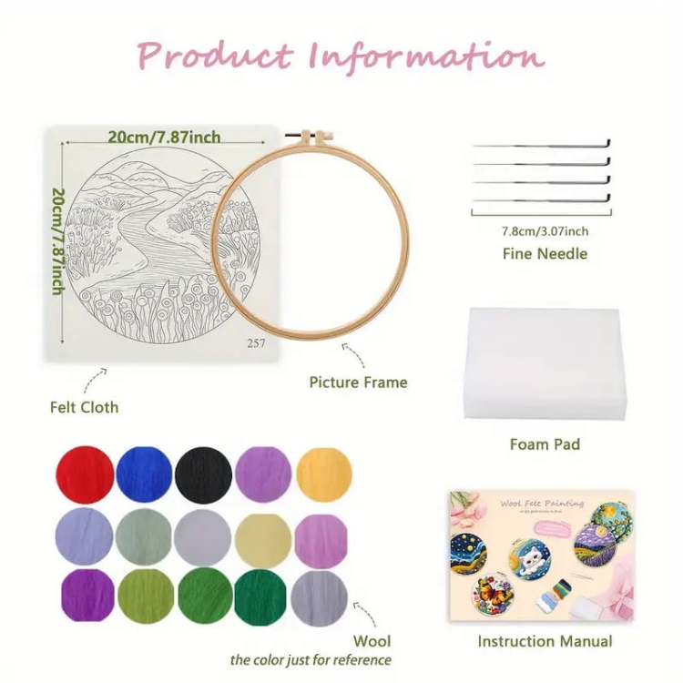 Dolina kwiatów - haftowanie (filcowanie) wełną czesankową