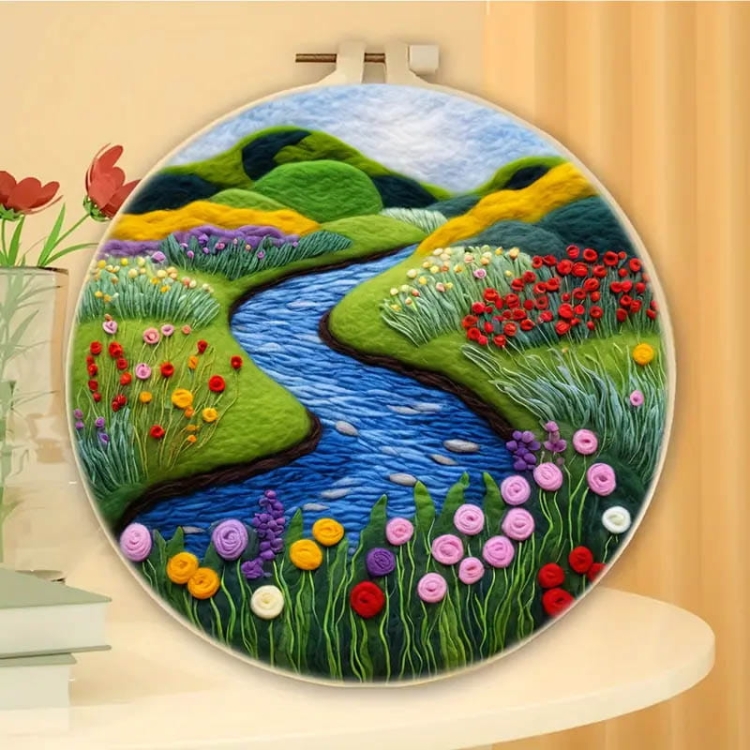 Dolina kwiatów - haftowanie (filcowanie) wełną czesankową