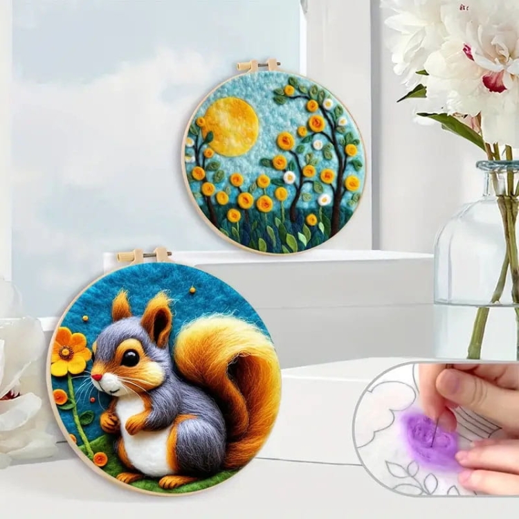 Wiewiórka - haftowanie (filcowanie) wełną czesankową