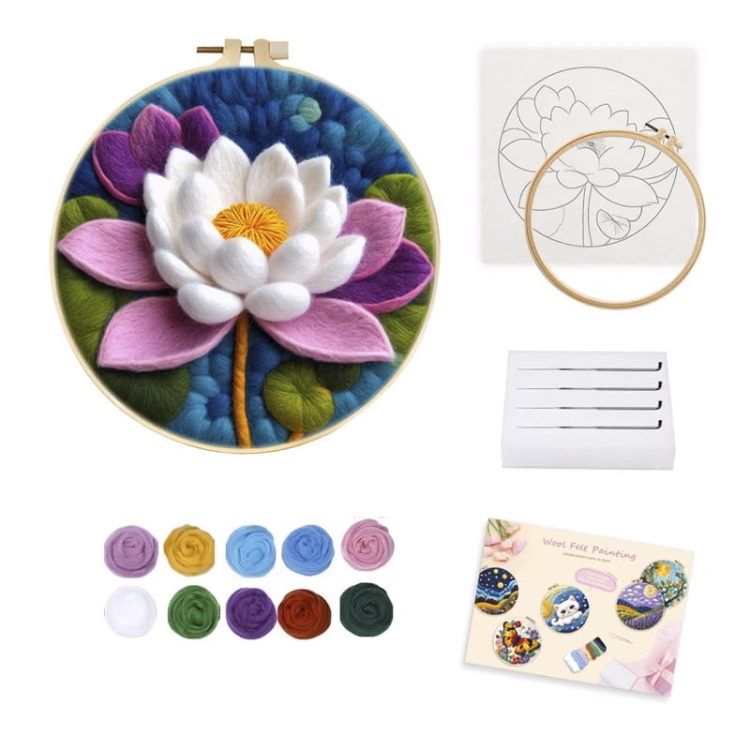 Lilia wodna - haftowanie (filcowanie) wełną czesankową