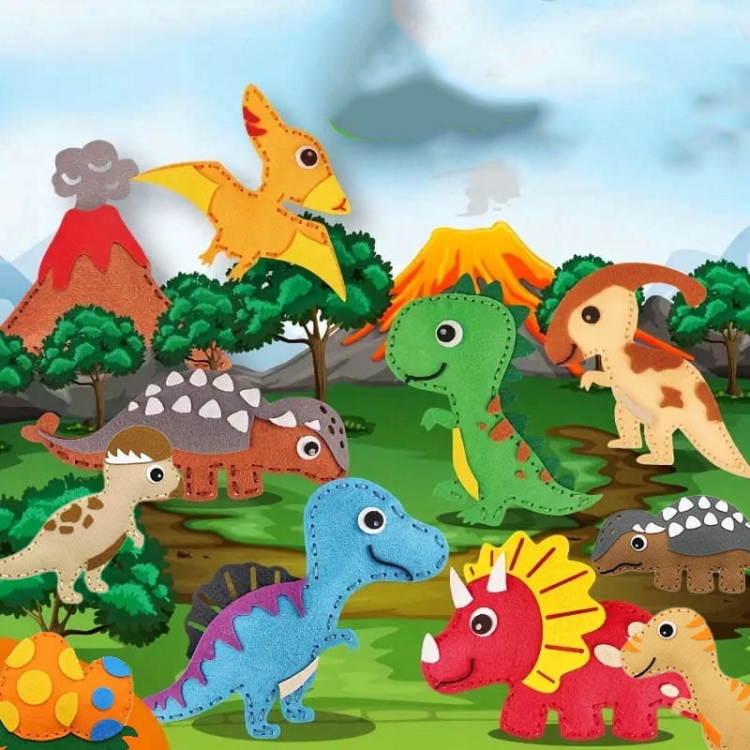 Dinozaury - filcowy zestaw do szycia DIY - 14 elementów