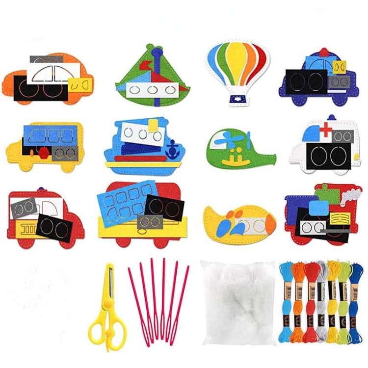 Pojazdy - filcowy zestaw do szycia DIY - 12 elementów