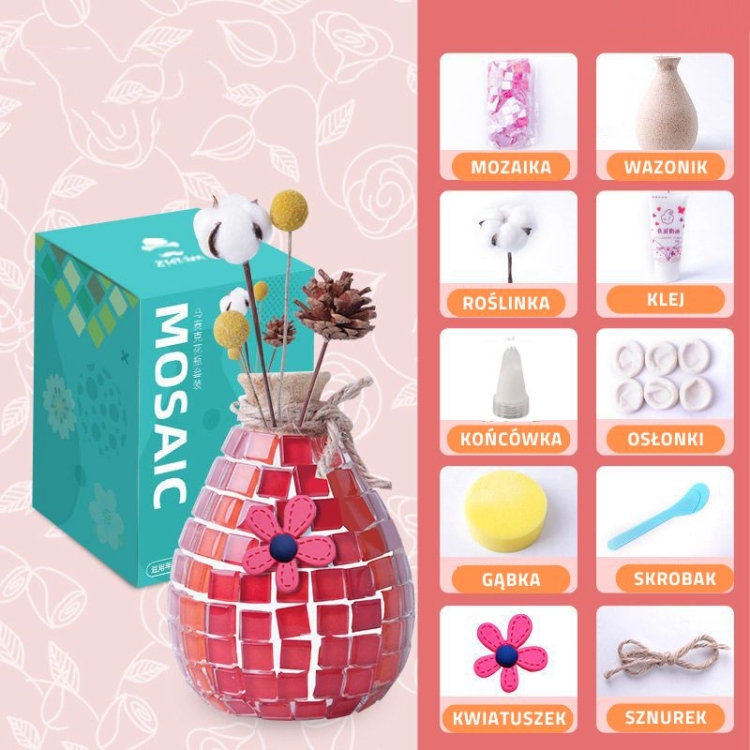 Wazonik DIY - mozaika czerwona