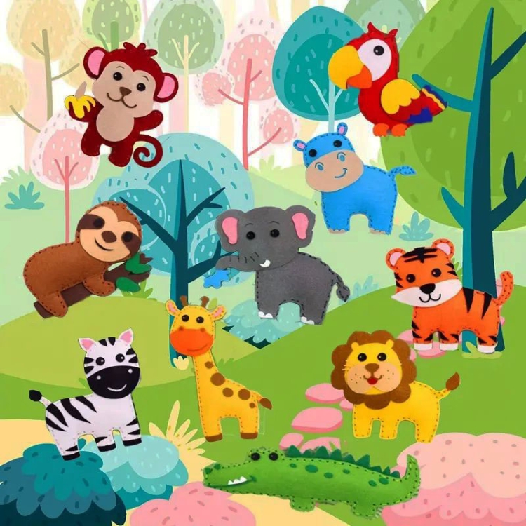 ZOO - filcowy zestaw do szycia DIY - 14 elementów