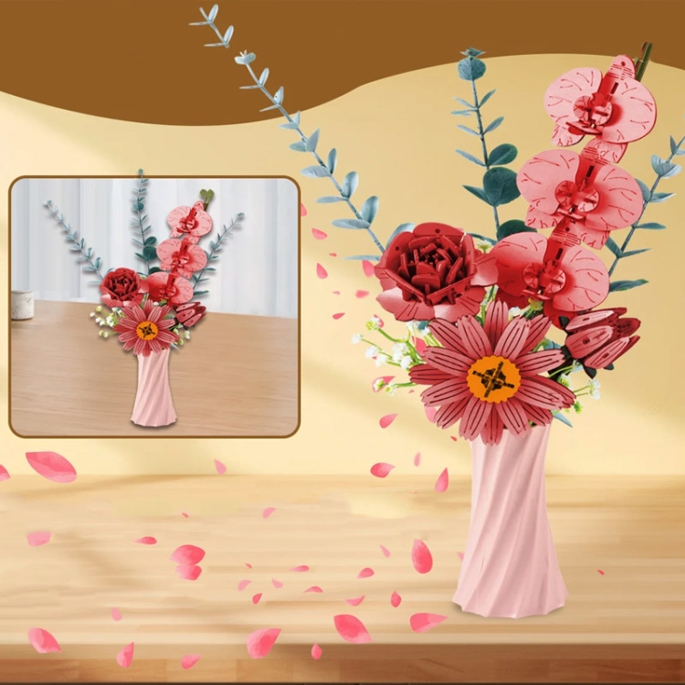 Różowy bukiet kwiatów - flower box DIY