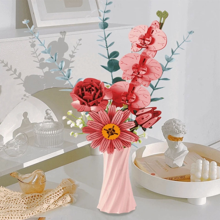 Różowy bukiet kwiatów - flower box DIY
