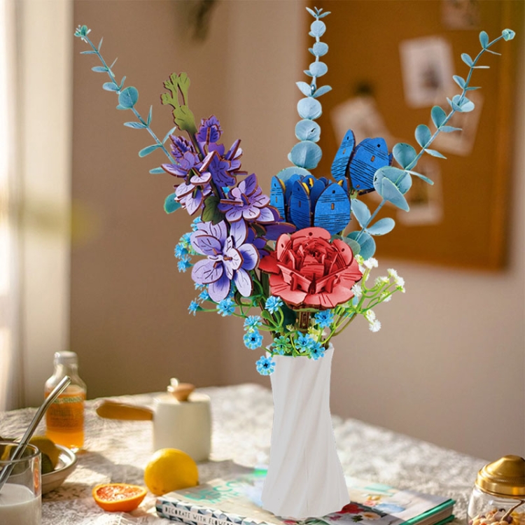 Niebieski bukiet kwiatów - flower box DIY