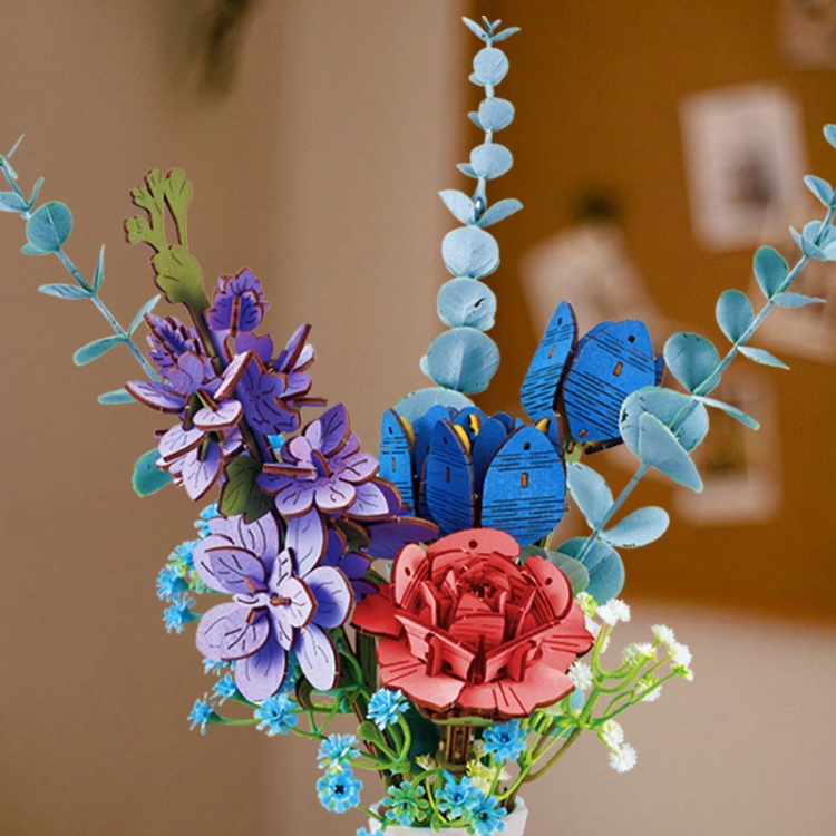 Niebieski bukiet kwiatów - flower box DIY