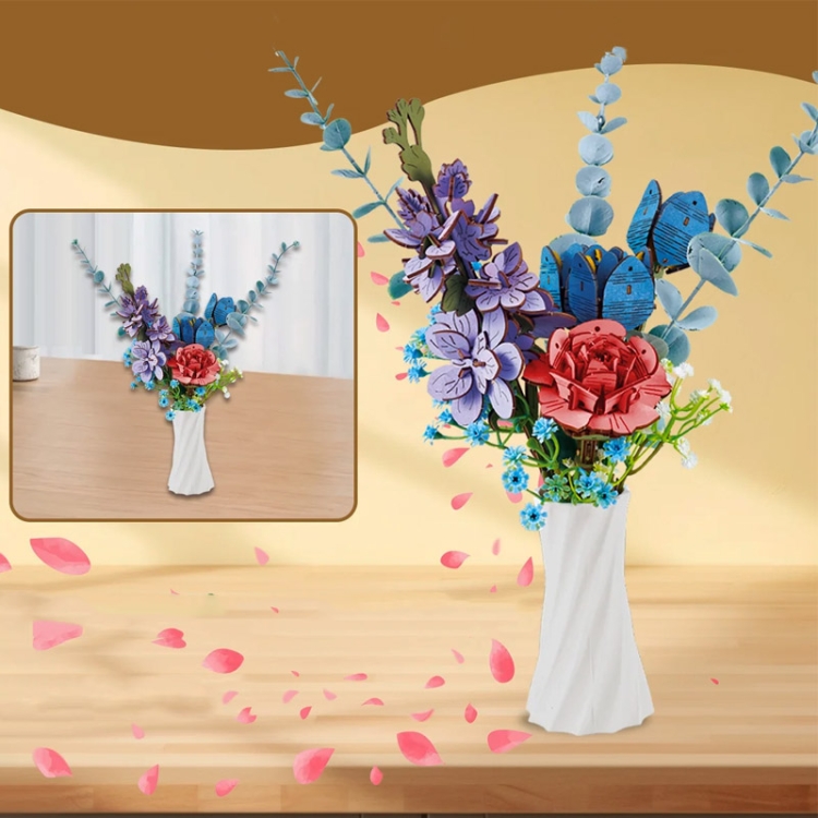 Niebieski bukiet kwiatów - flower box DIY