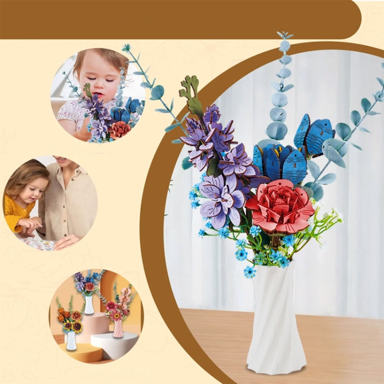 Niebieski bukiet kwiatów - flower box DIY