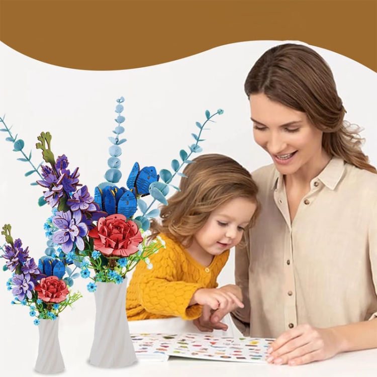 Niebieski bukiet kwiatów - flower box DIY