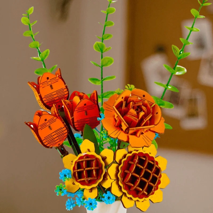 Pomarańczowy bukiet kwiatów - flower box DIY