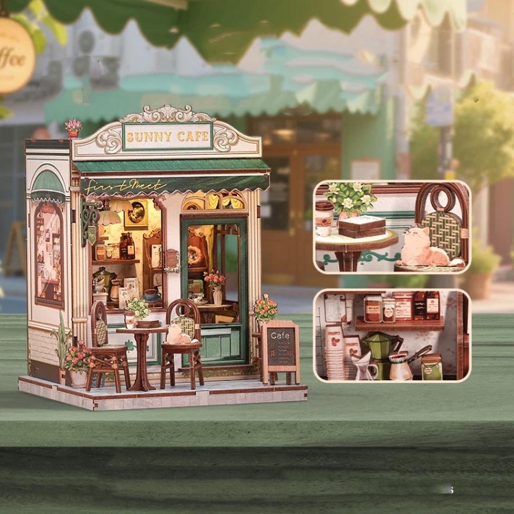 Miniaturowy domek Book Nook - Słoneczna kawiarnia