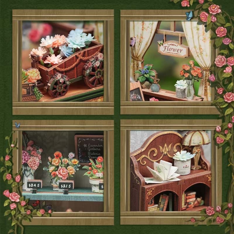 Miniaturowy domek Book Nook - Kwiaciarnia marzeń