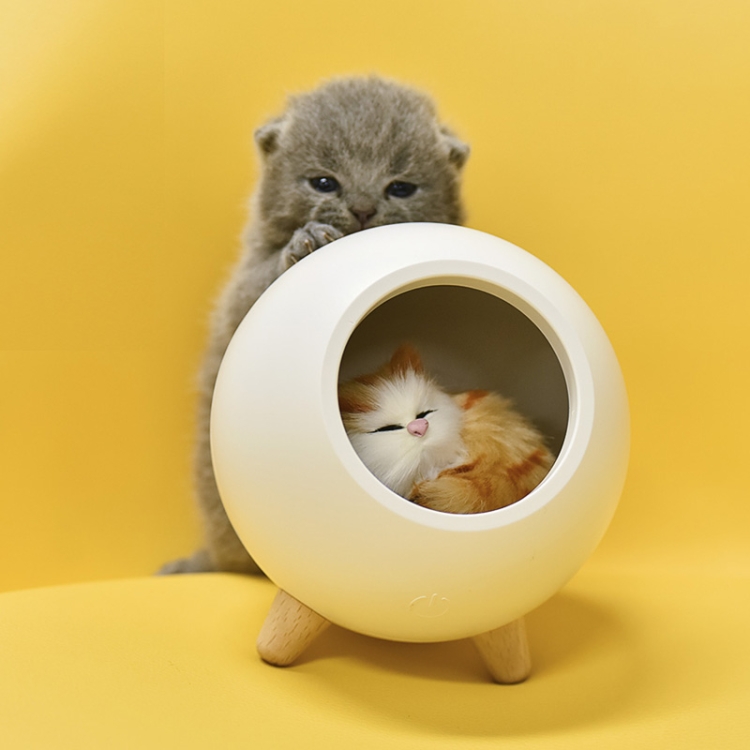 Lampka nocna z kotkiem - biała