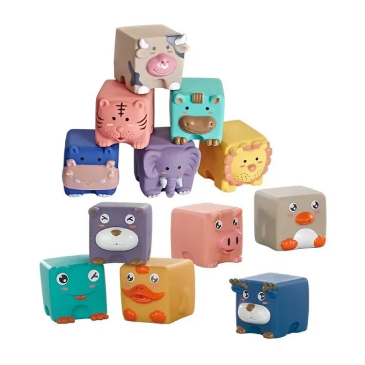 Zwierzątka - miękkie klocki sensoryczne 12 szt