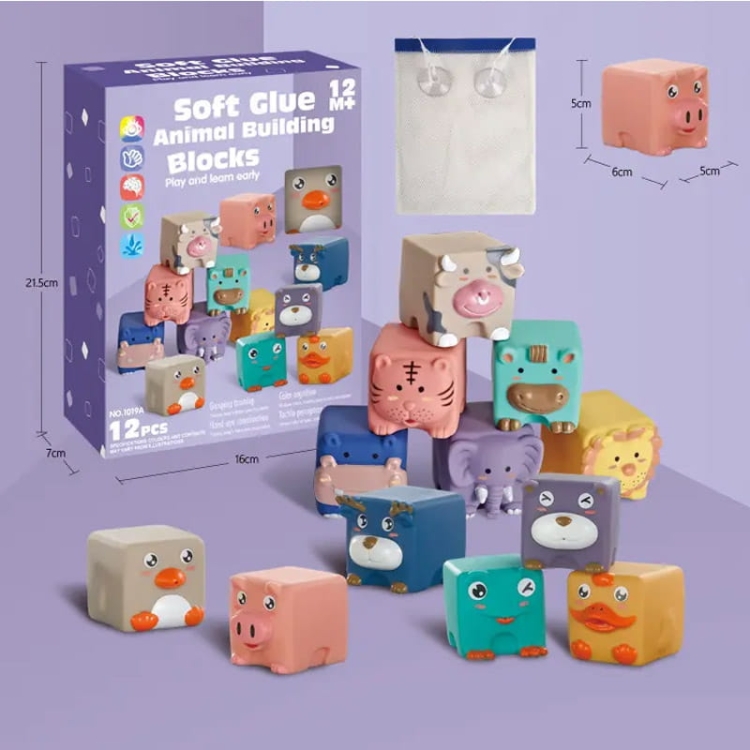 Zwierzątka - miękkie klocki 12 szt