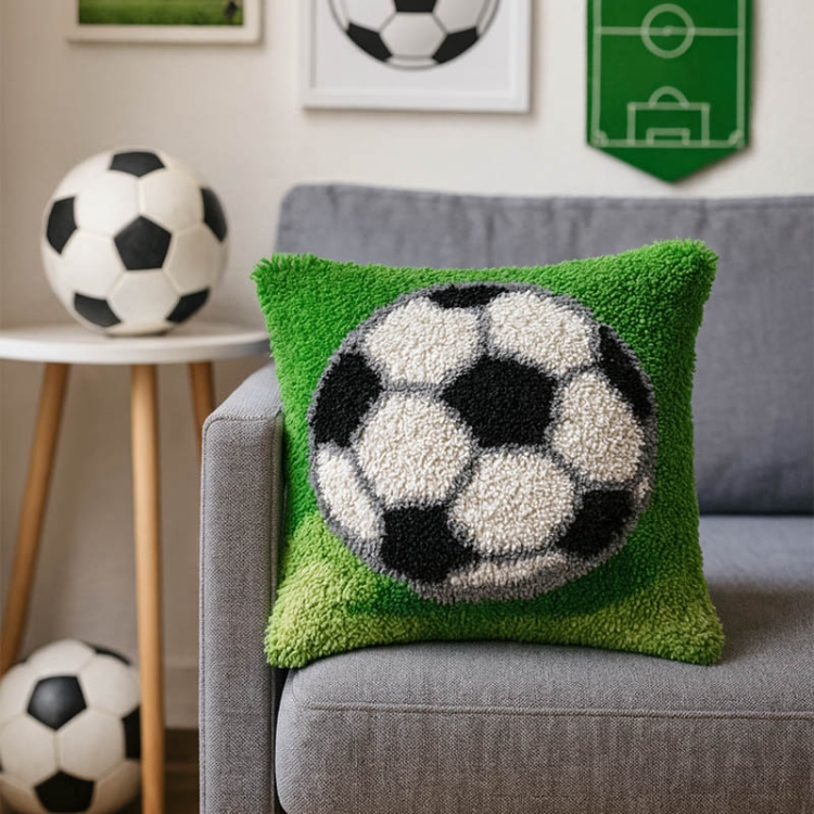 Szydełkowanie na kanwie - Poduszka Piłka nożna