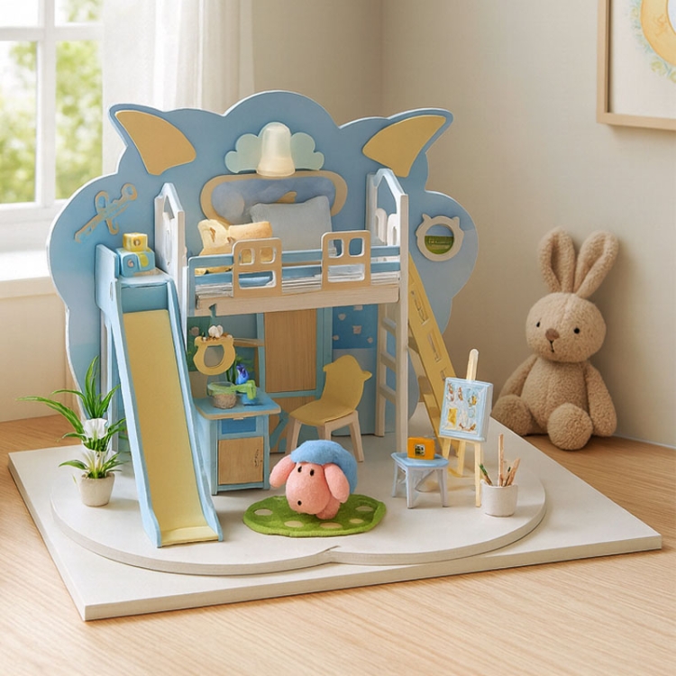Miniaturowy domek - Niebieska owieczka