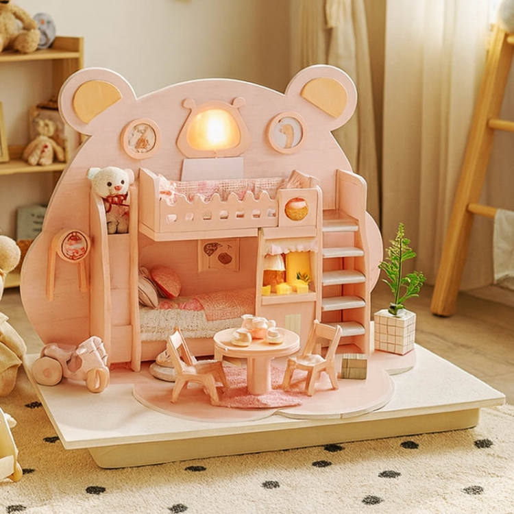 Miniaturowy domek - Różowy miś*