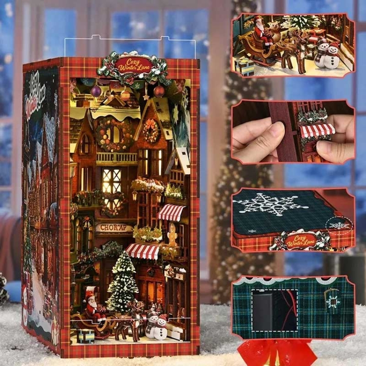 Miniaturowy domek Book Nook - Świąteczna uliczka