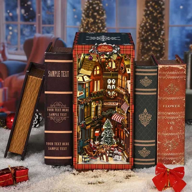 Miniaturowy domek Book Nook - Świąteczna uliczka