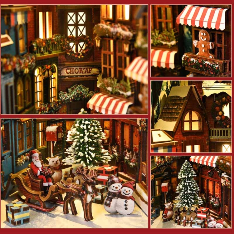 Miniaturowy domek Book Nook - Świąteczna uliczka