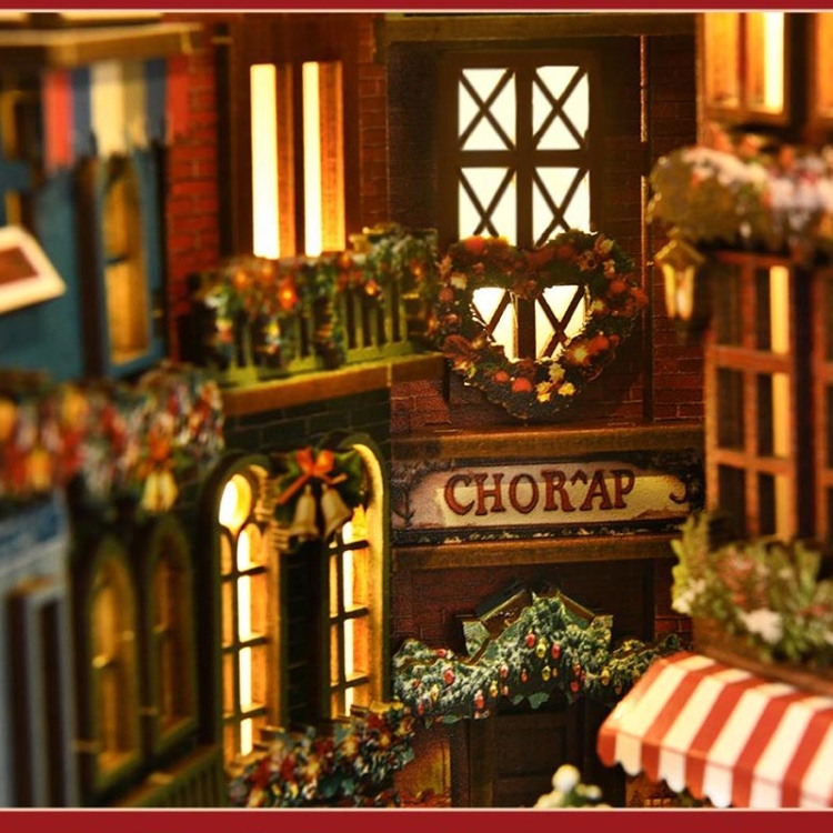 Miniaturowy domek Book Nook - Świąteczna uliczka