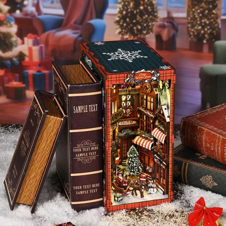 Miniaturowy domek Book Nook - Świąteczna uliczka