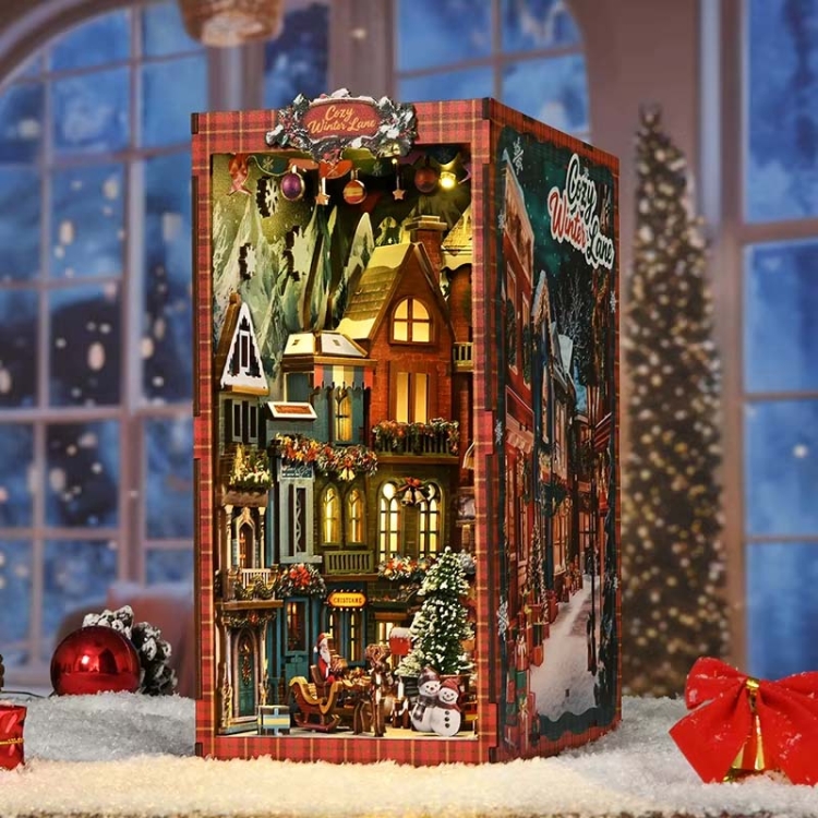 Miniaturowy domek Book Nook - Świąteczna uliczka