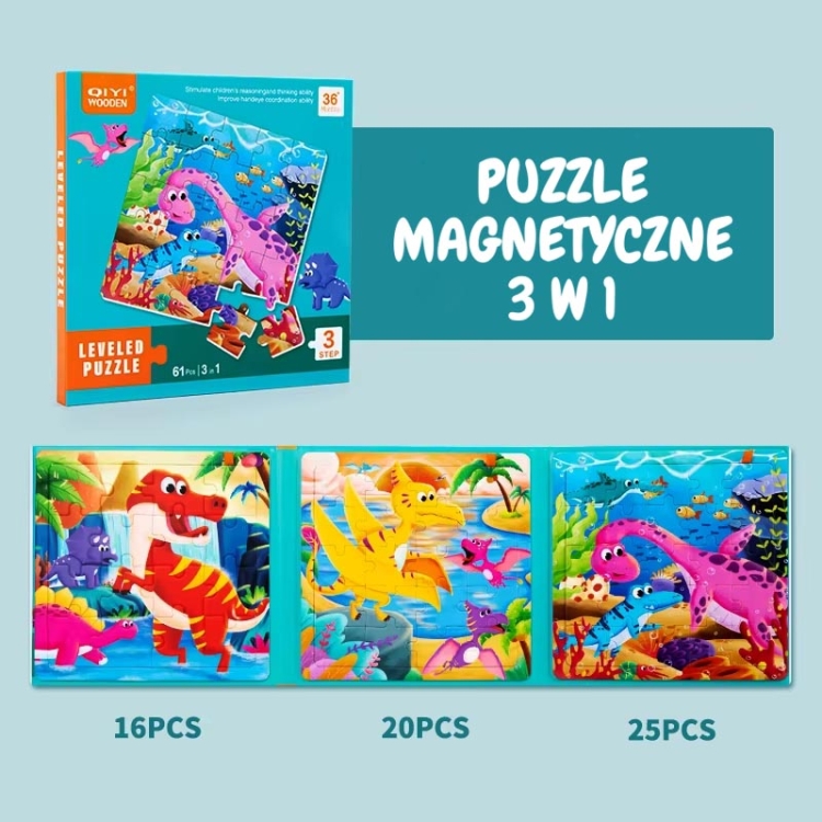 Puzzle magnetyczne - Poziom 3 - Dinozaury