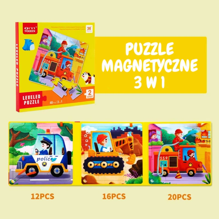 Puzzle magnetyczne - Poziom 2 - Pojazdy