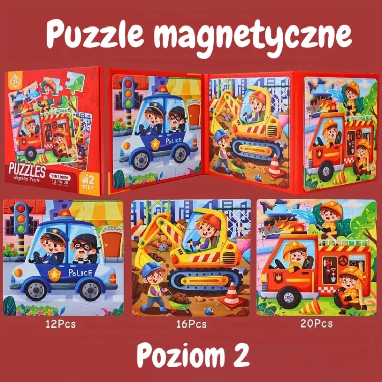 Puzzle magnetyczne - Poziom 2 - Samochody