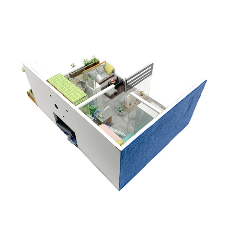 Przykładowe zastosowanie filcu w miniaturowym domku diy.