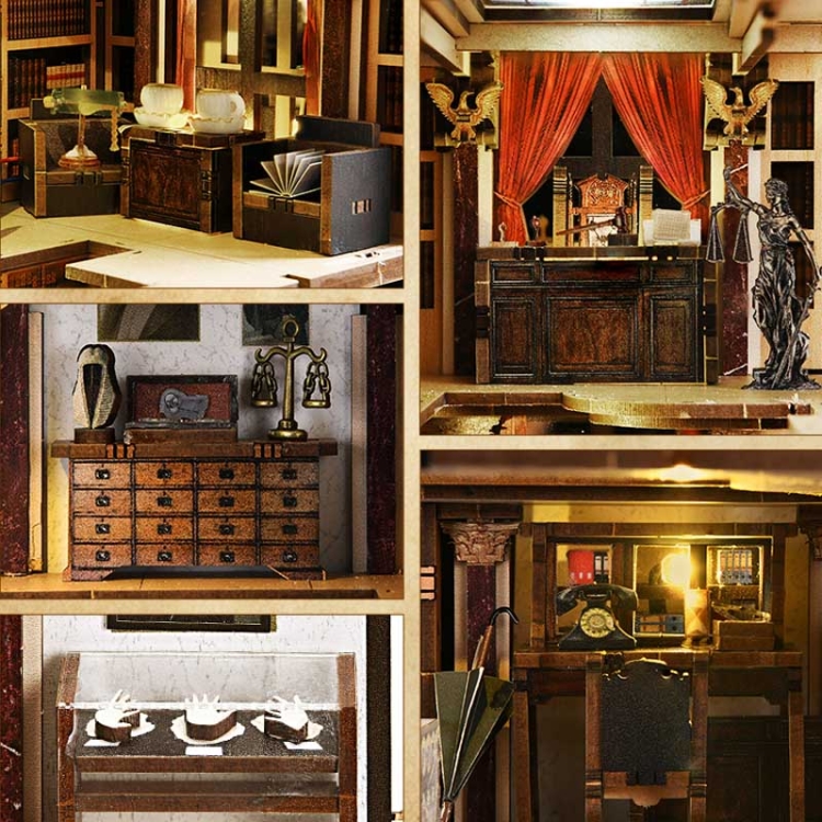 Miniaturowy domek Book Nook - Biblioteka Temidy