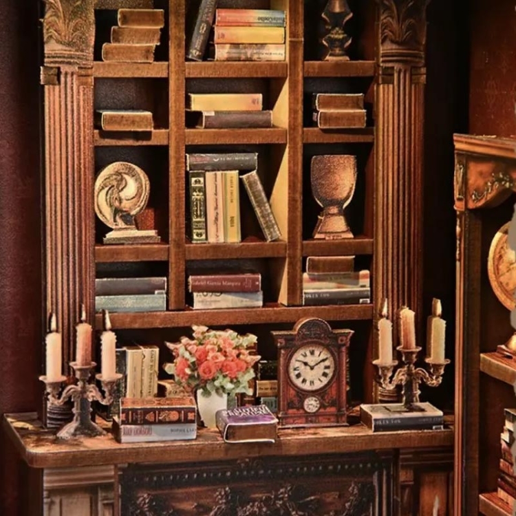 Miniaturowy domek Book Nook - Książka przy kominku