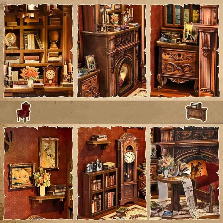 Miniaturowy domek Book Nook - Książka przy kominku
