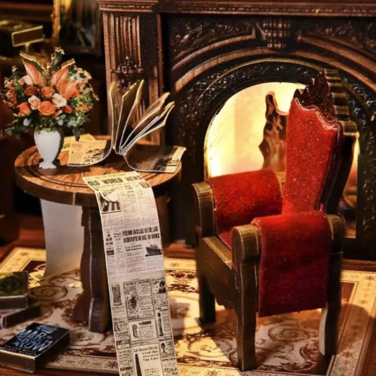 Miniaturowy domek Book Nook - Książka przy kominku