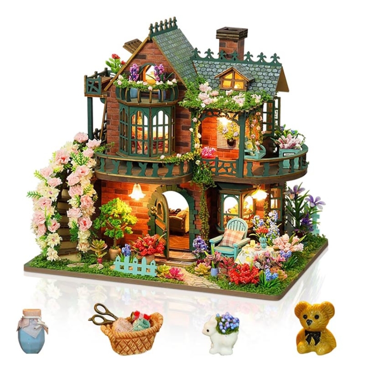 Miniaturowy domek - Domek pod różaną girlandą