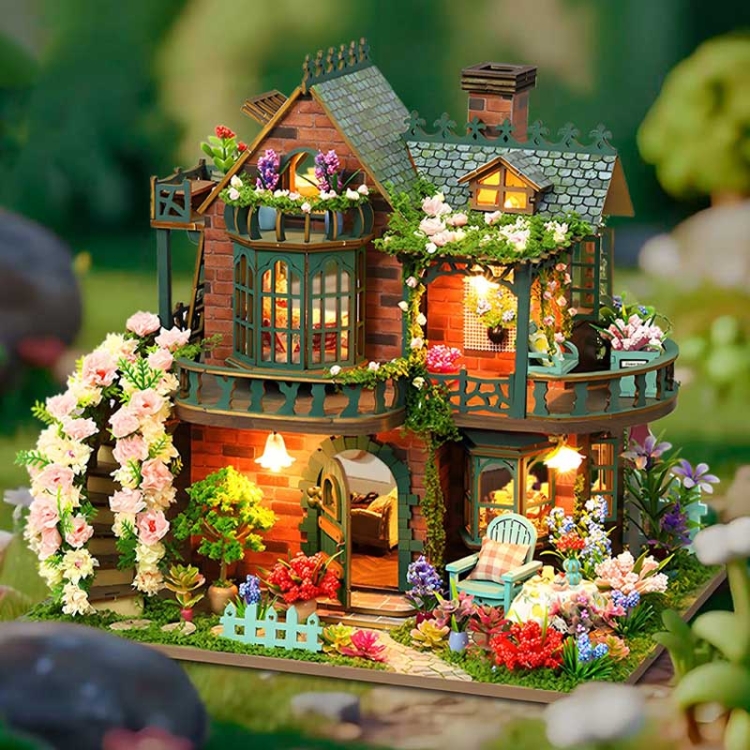 Miniaturowy domek - Domek pod różaną girlandą