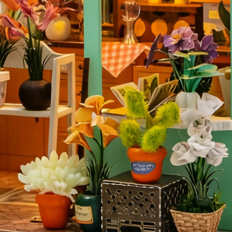 Miniaturowy domek - Na górze róże