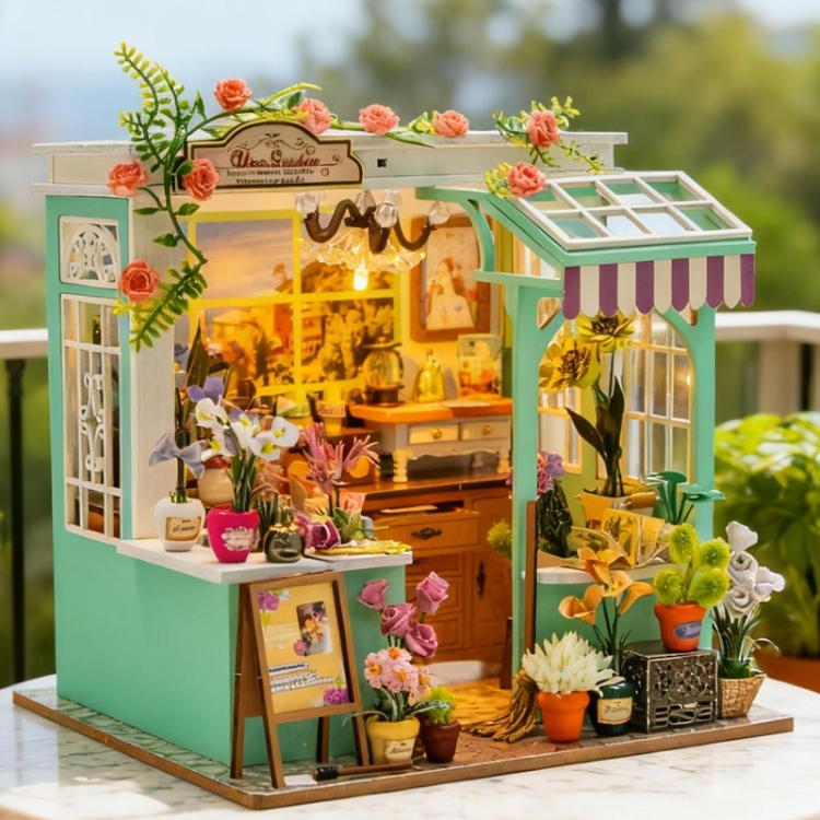 Miniaturowy domek - Na górze róże