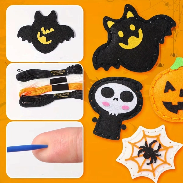 HALLOWEEN - filcowy zestaw do szycia DIY zawieszki - 8 elementów