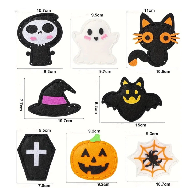 HALLOWEEN - filcowy zestaw do szycia DIY zawieszki - 8 elementów