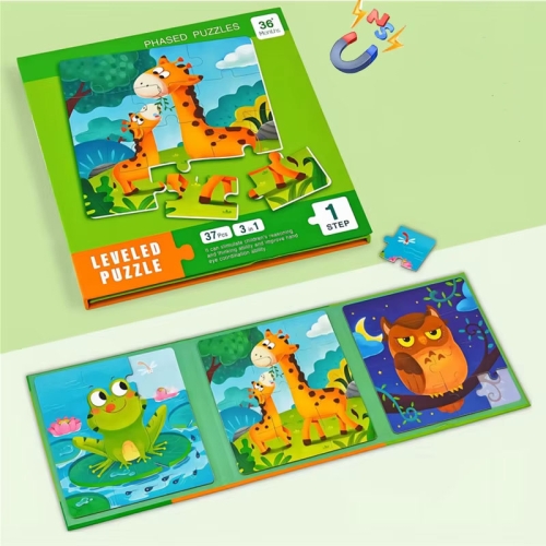 Puzzle magnetyczne - Poziom 1 - Żabka, Żyrafa, Sowa