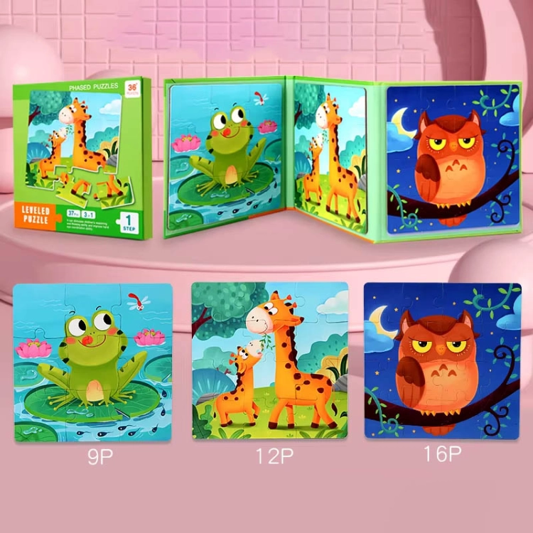 Puzzle magnetyczne - Poziom 1 - Żabka, Żyrafa, Sowa