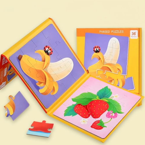 Puzzle magnetyczne - Poziom 1 - Jabłko, Banan, Truskawka
