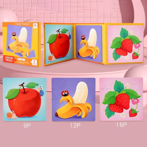 Puzzle magnetyczne - Poziom 1 - Jabłko, Banan, Truskawka