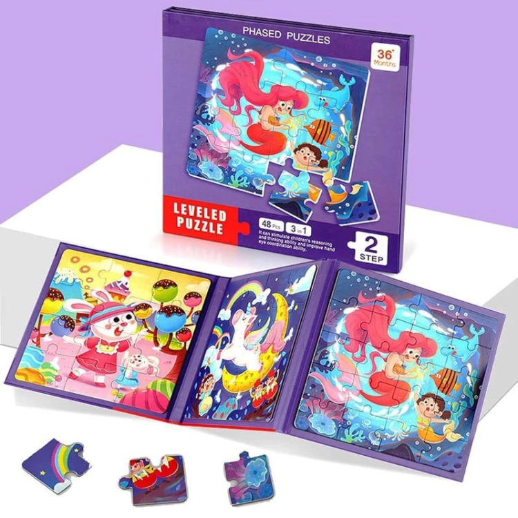 Puzzle magnetyczne - Poziom 2 - Króliczek, Jednorożec, Syrenka