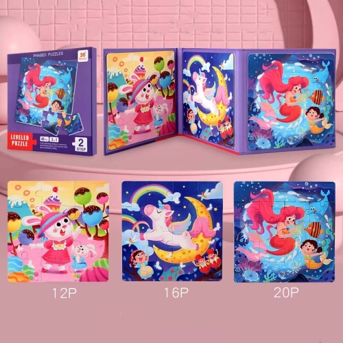 Puzzle magnetyczne - Poziom 2 - Króliczek, Jednorożec, Syrenka